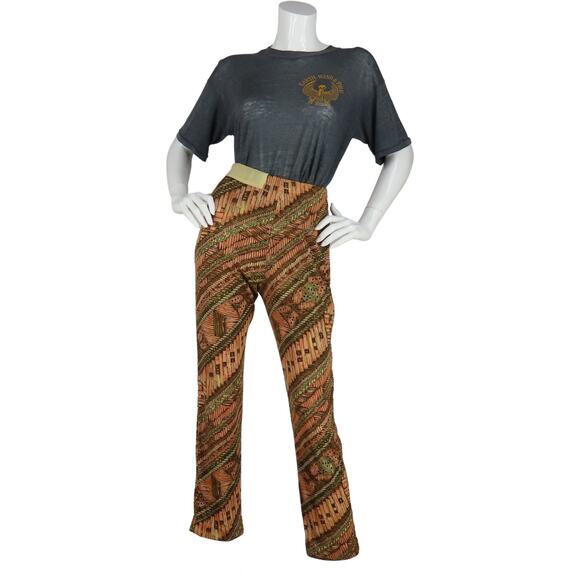 70s Vintage Joy Stevens High Waisted Boho Hippie Festival Disco Mom Pants XS - Picture 1 of 9